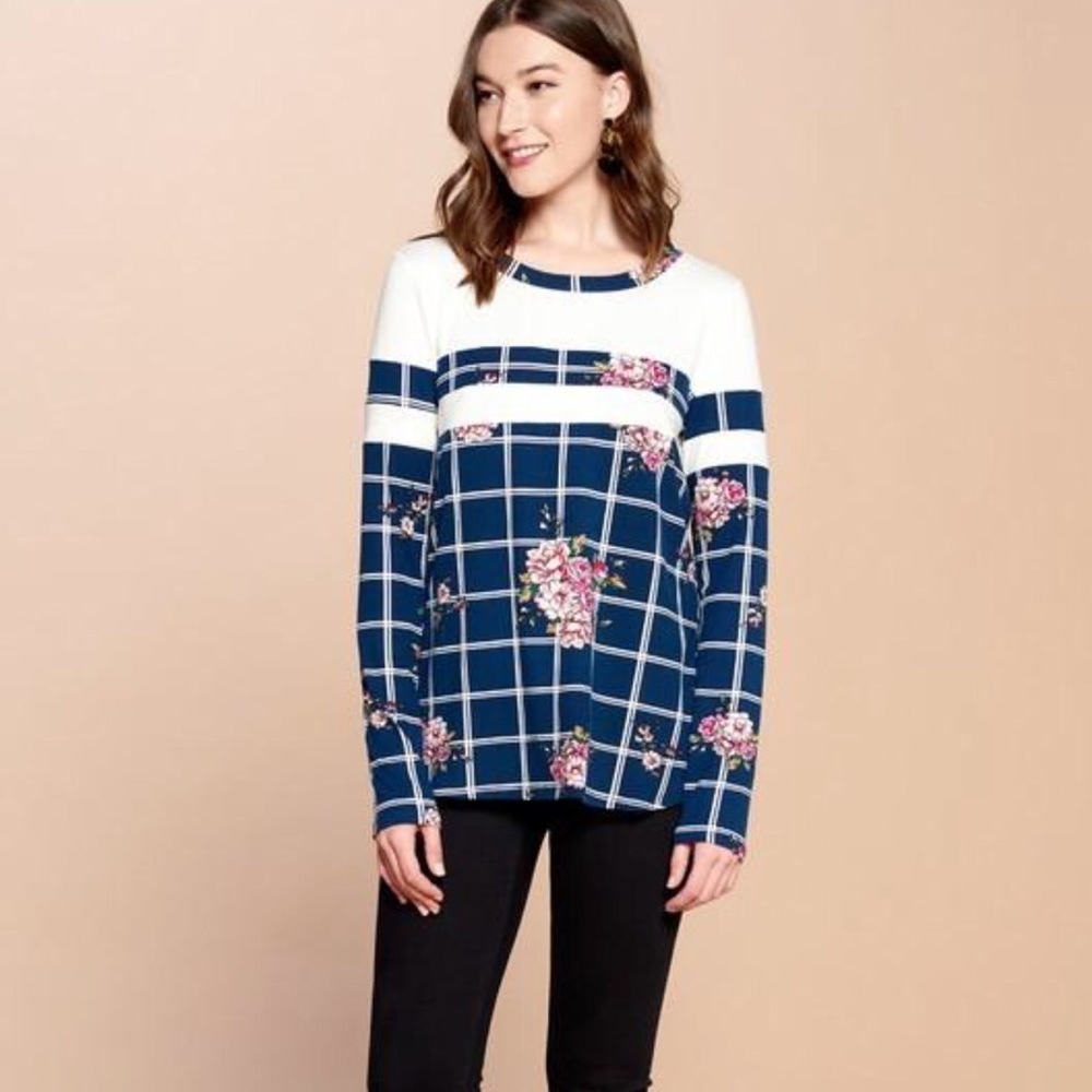 Floral window panel print long sleeves top